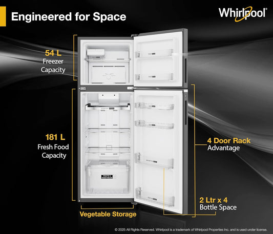 Godrej 244 L 4 Star 5 Years Comprehensive Warranty | AI Powered | Convertible Freezer 6-In-1 Inverter Frost Free Double Door Refrigerator RT EONVALOR 280D RCIF FS ST, Fossil Steel