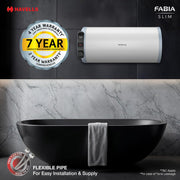 Havells Fabia Slim 15L Horizontal Left Storage Water Heater(Geyser)|Faster Heating|Safer to use|Saves electricity|Anti Rust Tank|Incoloy Element|7 Year Tank Warranty| Free Installation & Flexi Pipes