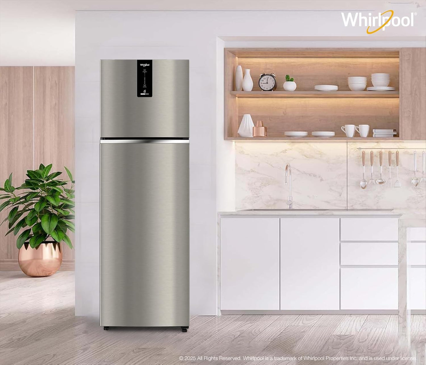 Whirlpool 327 L Frost Free Double Door 3 Star Refrigerator (Illusia Steel, IF INV 375 ILLUSIA STEEL(3S) CONV-Y)
