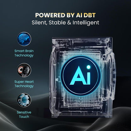 Haier 8 kg 5 Star with Powered by AI-DBT, PuriSteam, 525 mm Super Drum, Inverter Motor, Inbuilt Heater, Washer Fully Automatic Front Load Black, White (HW80-IM12929C)