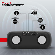 Honeywell Trueno U300 Bluetooth 5.3 Wireless Portable Speaker, 20W Output, Dual 78mm Drivers, Deep Bass, 13H Playtime, IPX6, TWS Pairing, SD/USB Type-C/AUX Support, Built-in Mic, 2-Year Warranty-Black