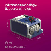 Godrej Security Solutions Bill Counter Crusader Lite Cash/Currency Counting Machine 1000 Notes/Min With Customer Display Unit | Fully Automatic & UV, MG & IR Sensors | Fake Note Detector For Bank Home