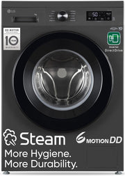 LG 7 kg 5 Star, Inverter Direct Drive Technology, 6 Motion DD, Reduce germs & allergens with steam cycles, In-built Heater & Touch Panel Fully Automatic Front Load with In-built Heater Black, Grey (FHB1207Z2M)