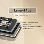 Pigeon by Stovekraft Aster 3 Burner Gas Stove with High Powered Brass Burner Gas Cooktop, Cooktop with Glass Top and...