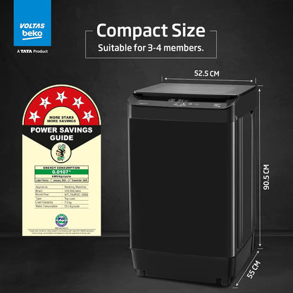 Voltas Beko 7 kg Fully Automatic Top Load Black (WTL70UPGC/SPCPOF)