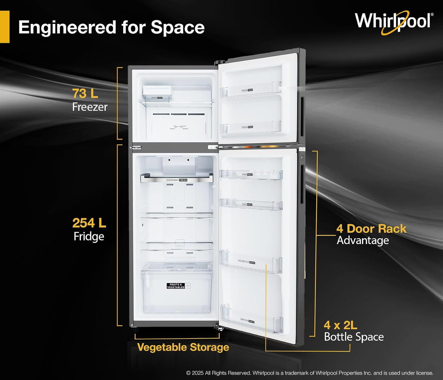 Whirlpool 327 L Frost Free Double Door 3 Star Refrigerator (Illusia Steel, IF INV 375 ILLUSIA STEEL(3S) CONV-Y)