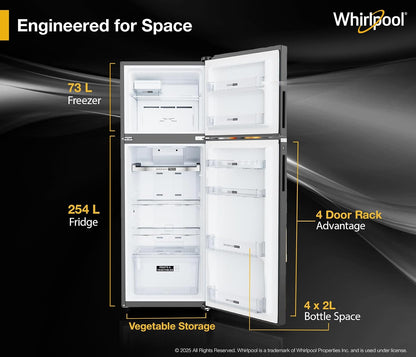 Whirlpool 327 L Frost Free Double Door 3 Star Refrigerator (Illusia Steel, IF INV 375 ILLUSIA STEEL(3S) CONV-Y)