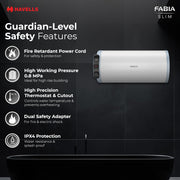 Havells Fabia Slim 15L Horizontal Left Storage Water Heater(Geyser)|Faster Heating|Safer to use|Saves electricity|Anti Rust Tank|Incoloy Element|7 Year Tank Warranty| Free Installation & Flexi Pipes