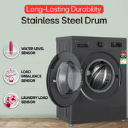 LG 8 kg 5 Star, Inverter Direct Drive Technology, Wi-Fi Enabled, 6 Motion DD, Steam Fully Automatic Front Load with In-built Heater Grey, Black (FHB1208Z4M)