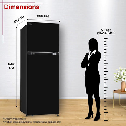 LG 276 L, 2 Star, Smart Inverter, Smart & Dairy Mode, Frost-Free Double Door Convertible Refrigerator (GLT2826XWOB, Onyx Black, Multi Air Flow & Convertible Space for More Storage, 2026 Model)