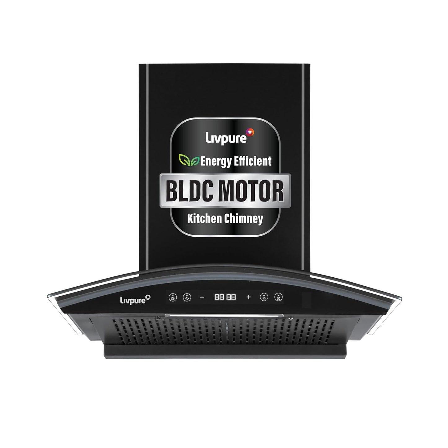 Livpure ETERNA-BLDC-60-FL-HAC 1600 CMH 60 cm Auto Clean Chimney (Wall Mounted, Black)