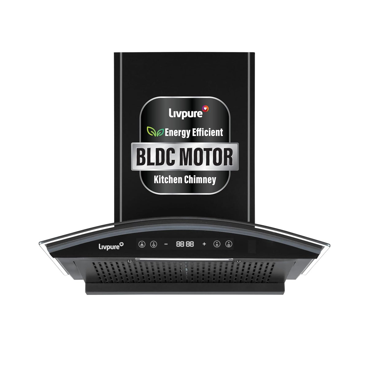 Livpure ETERNA-BLDC-60-FL-HAC 1600 CMH 60 cm Auto Clean Chimney (Wall Mounted, Black)
