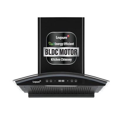 Livpure ETERNA-BLDC-60-FL-HAC 1600 CMH 60 cm Auto Clean Chimney (Wall Mounted, Black)