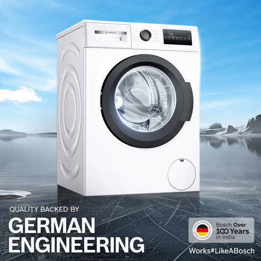 Bosch 8 kg 5 Star Front Load Fully-Automatic Washing Machine, AI ActiveWater, 15 Wash Programs, Removes 99.9% Germs with Steam, No Tangle or Wrinkle,White, WAJ28260IN