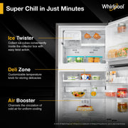 Whirlpool 215 L Frost Free Triple-Door Refrigerator | Zeolite Technology | Microblock Technology [FP 223D PROTTON ROY RADIANT STEEL(Z), Up to 44% Reduction in Cold Air Loss*]