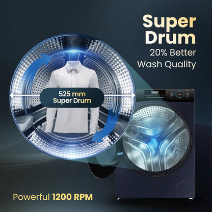 Haier 8Kg, 5 Star, Powered by AI-DBT, Ai Wash, PuriSteam with Inbuilt Heater, 525 mm Super Drum Fully Automatic Front Load Washer (EFL80-IM12IBIEBK | Black)