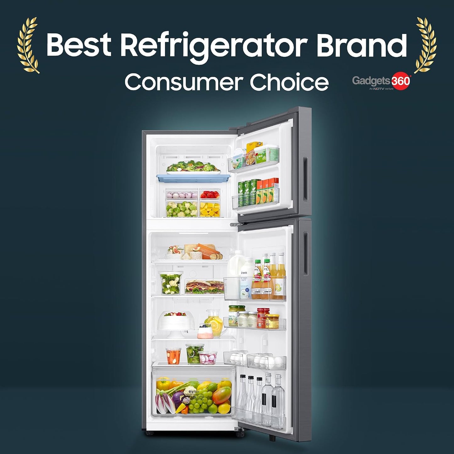 Samsung 256 L, 3 Star, Convertible, Digital Inverter Frost Free Double Door Refrigerator (RT40H30U3FHL, Black DOI, 2026 Model)