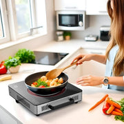 Cello Trion Infrared Cooktop 2200 Watts, Red | Multi Optins Feather Touch Panel, Radiant Heating Technology | Compatible with Aluminum & Stainless Steel, Hard Anodised Cookware & Grill Grate