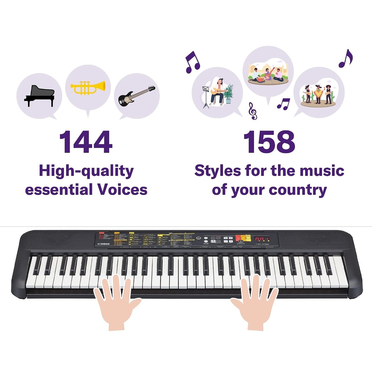 Yamaha PSR-F52 Portable Keyboard – 61 Keys, Lightweight & Compact, Built-in Voices & Styles, USB Connectivity, Ideal for Beginners & Home Use