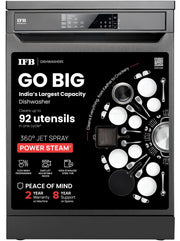 IFB 16 Place Settings (fits up to 95+ utensils)with DeepClean® Technology Powered by AI Freestanding Dishwasher (Neptune VX16, Inox Grey, Largest Capacity Washes upto 92 Utensils, 70° Hot Water Wash)