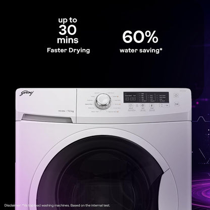 Godrej 8 Kg 5 Star, AI Powered, Inbuilt Heater, Fabrisafe Drum, Eco Wash, Unbalanced Load Sensor, Stain wash, Fully Automatic Front Load Washing Machine (WFEON CRS 8012 5.0 FKEDM GLWH, Glacial White)