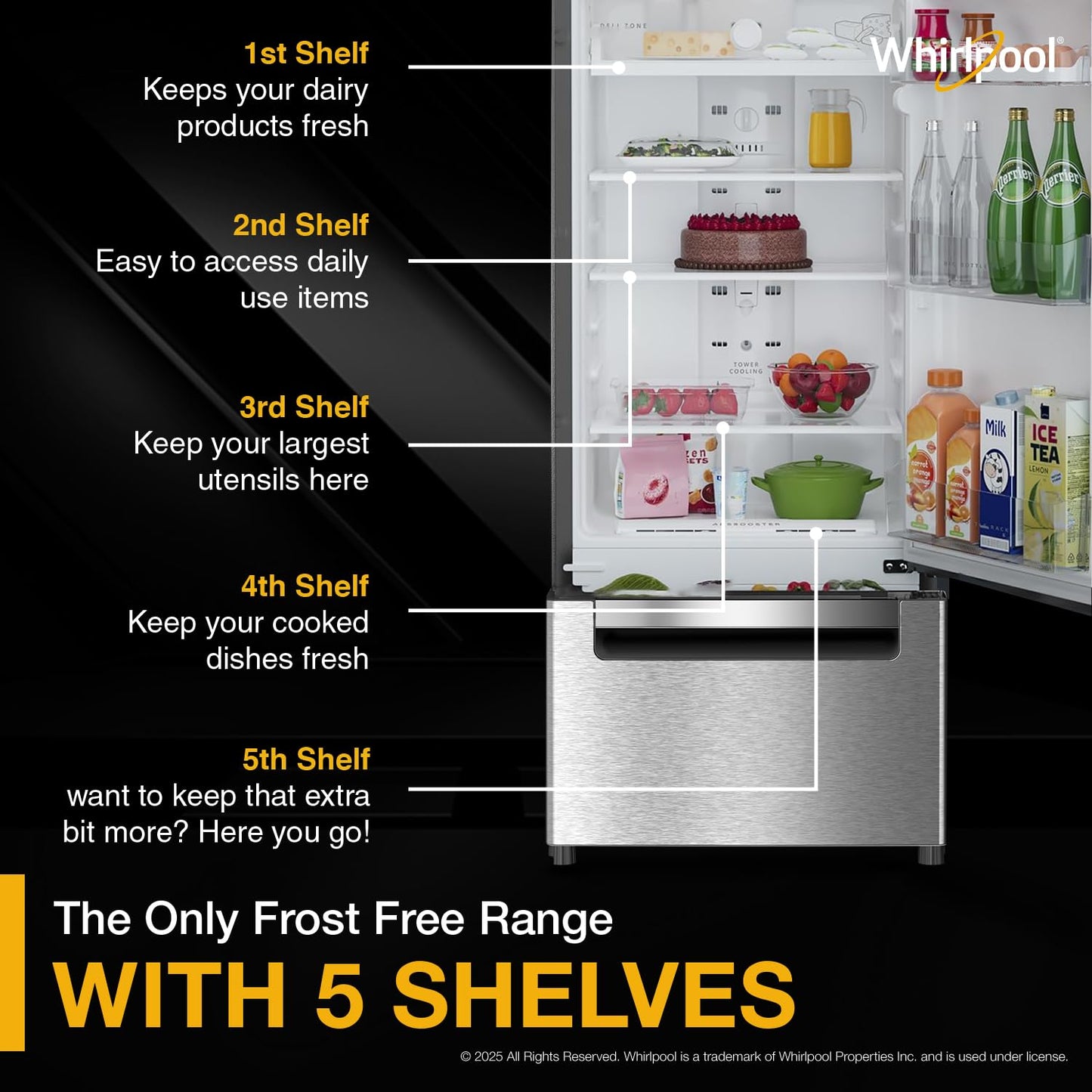 Whirlpool 270 L (Gross Capacity 300L) Frost Free Triple-Door Refrigerator (FP 313D PROTTON ROY ALPHA STEEL (Z)
