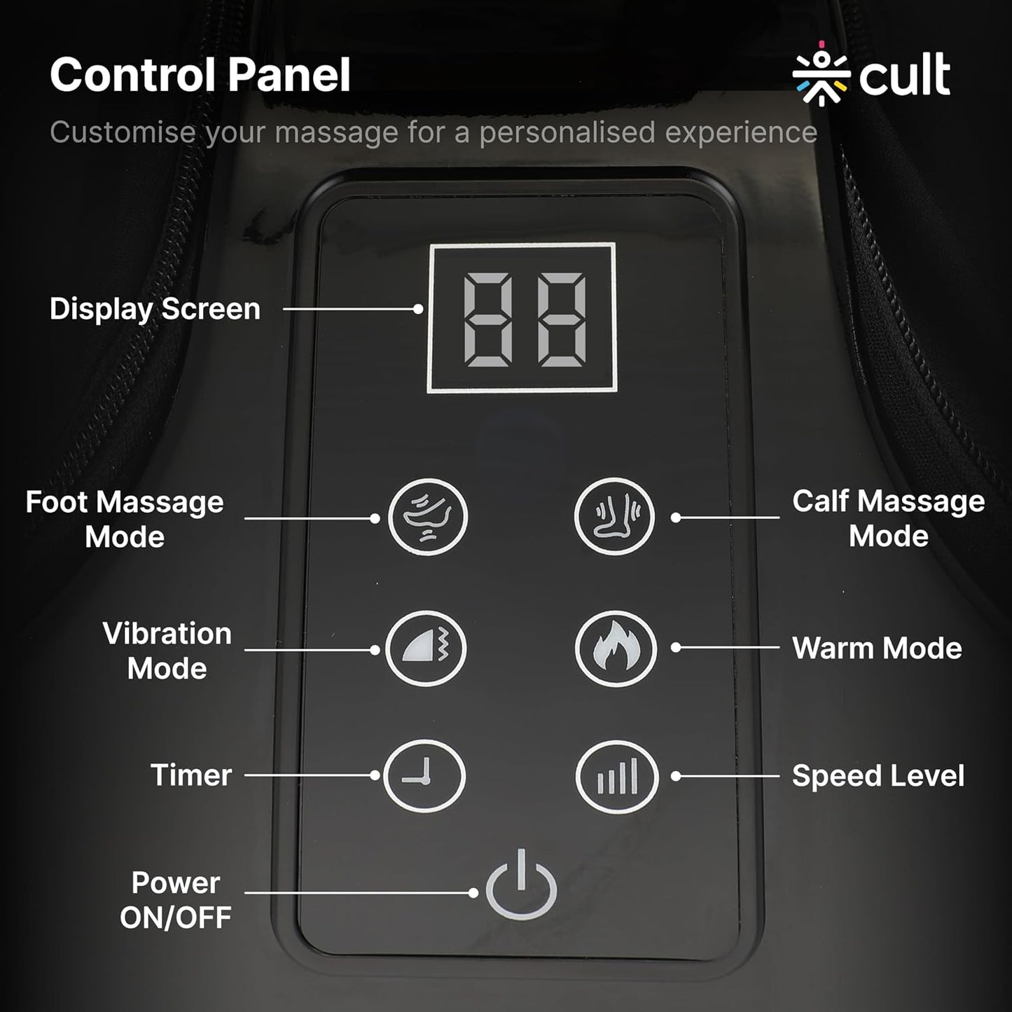 CULT ZEN Foot & calf massager with Air Compression, Vibration & Warm Therapy, Pain Relief, Improves Blood Circulation, Suitable for Home usage