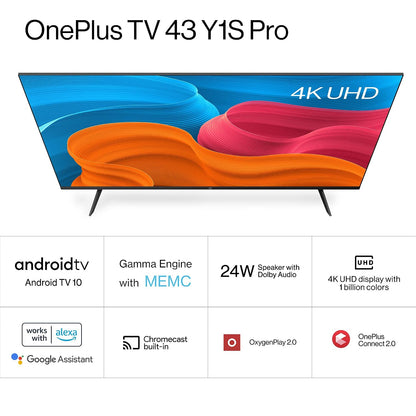 OnePlus 108 cm (43 inches) Y Series 4K Ultra HD Smart Android LED TV 43Y1S Pro (Black)