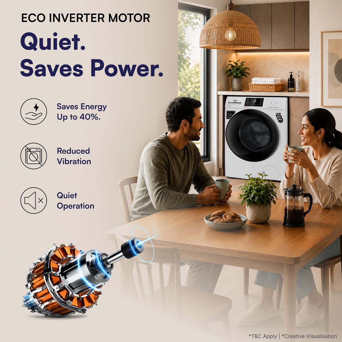 IFB 7 Kg 5 Star, DeepClean® Technology, AI Powered, WiFi, Fully Automatic Front Load Washing Machine (SERENA GXN 7012 CMS, PowerSteam®, 9 Swirl, Steam Refresh, Inbuilt Heater, Eco Inverter, Grey)
