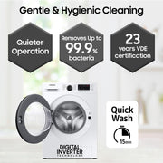 SAMSUNG 8 kg 5 Star Inverter Fully Automatic Front Load Washing Machine (WW80T4040CE1TL, Diamond Drum, White)