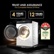 Haier 8 kg 5 Star with Powered by AI-DBT, PuriSteam, 525 mm Super Drum, Inverter Motor, Inbuilt Heater, Washer Fully Automatic Front Load Black, White (HW80-IM12929C)