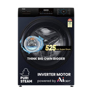 Haier 8Kg, 5 Star, Powered by AI-DBT, Ai Wash, PuriSteam with Inbuilt Heater, 525 mm Super Drum Fully Automatic Front Load Washer (EFL80-IM12IBIEBK | Black)