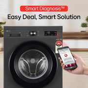 LG 7 kg 5 Star, Inverter Direct Drive Technology, 6 Motion DD, Reduce germs & allergens with steam cycles, In-built Heater & Touch Panel Fully Automatic Front Load with In-built Heater Black, Grey (FHB1207Z2M)