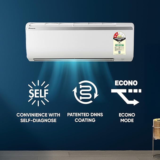 Daikin 1.5 Ton 2 Star Fixed Speed Split AC | 100% Copper Condenser | PM 2.5 Filter | Power Chill Operation | Coanda Airflow | Econo Mode (FTQ50XV - Standard Series, 2026 Model - New BEE Rating) White