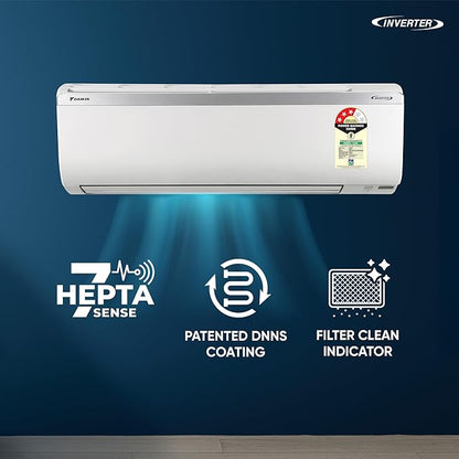 Daikin 1.5 Ton 3 Star Inverter Split AC | Dew Clean | Triple Display | PM 2.5 Filter | R32 Copper Condenser FTKC50XV16UKA / RKC50XV16