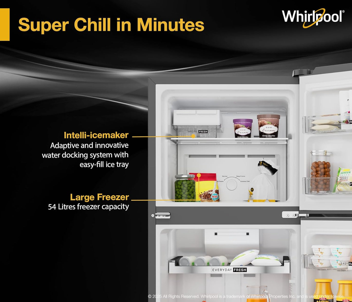 Godrej 244 L 4 Star 5 Years Comprehensive Warranty | AI Powered | Convertible Freezer 6-In-1 Inverter Frost Free Double Door Refrigerator RT EONVALOR 280D RCIF FS ST, Fossil Steel