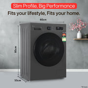 LG 8 kg 5 Star, Inverter Direct Drive Technology, Wi-Fi Enabled, 6 Motion DD, Steam Fully Automatic Front Load with In-built Heater Grey, Black (FHB1208Z4M)