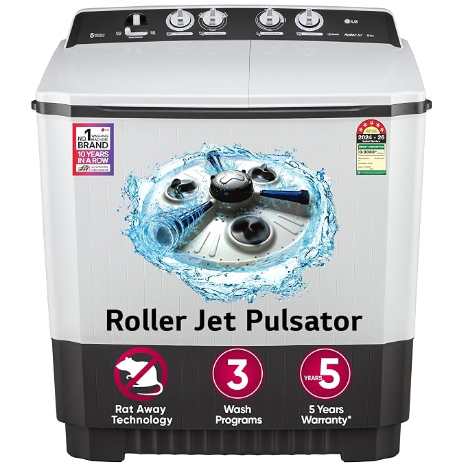 LG 10 kg 5 Star Semi Automatic Top Load Grey, White (P1040RGAZ)