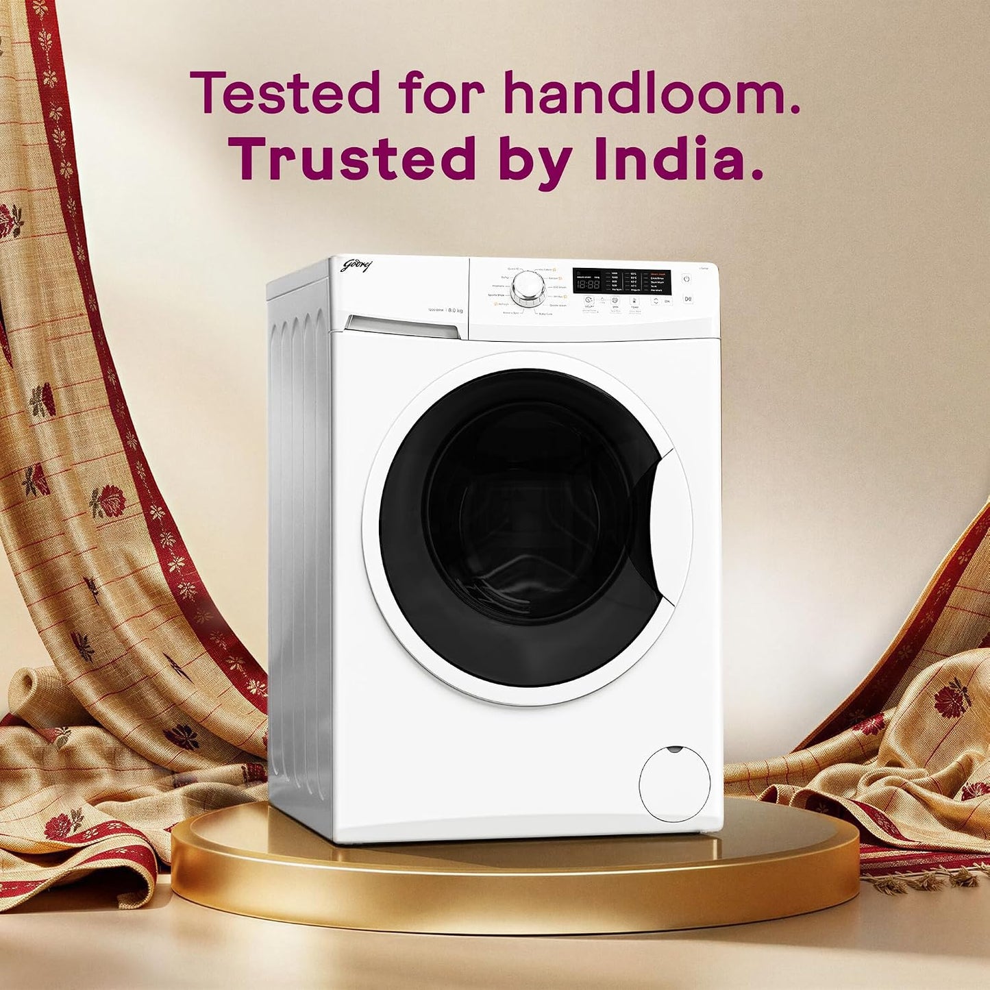 Godrej 8 Kg 5 Star, AI Powered, Inbuilt Heater, Fabrisafe Drum, Eco Wash, Unbalanced Load Sensor, Stain wash, Fully Automatic Front Load Washing Machine (WFEON CRS 8012 5.0 FKEDM GLWH, Glacial White)