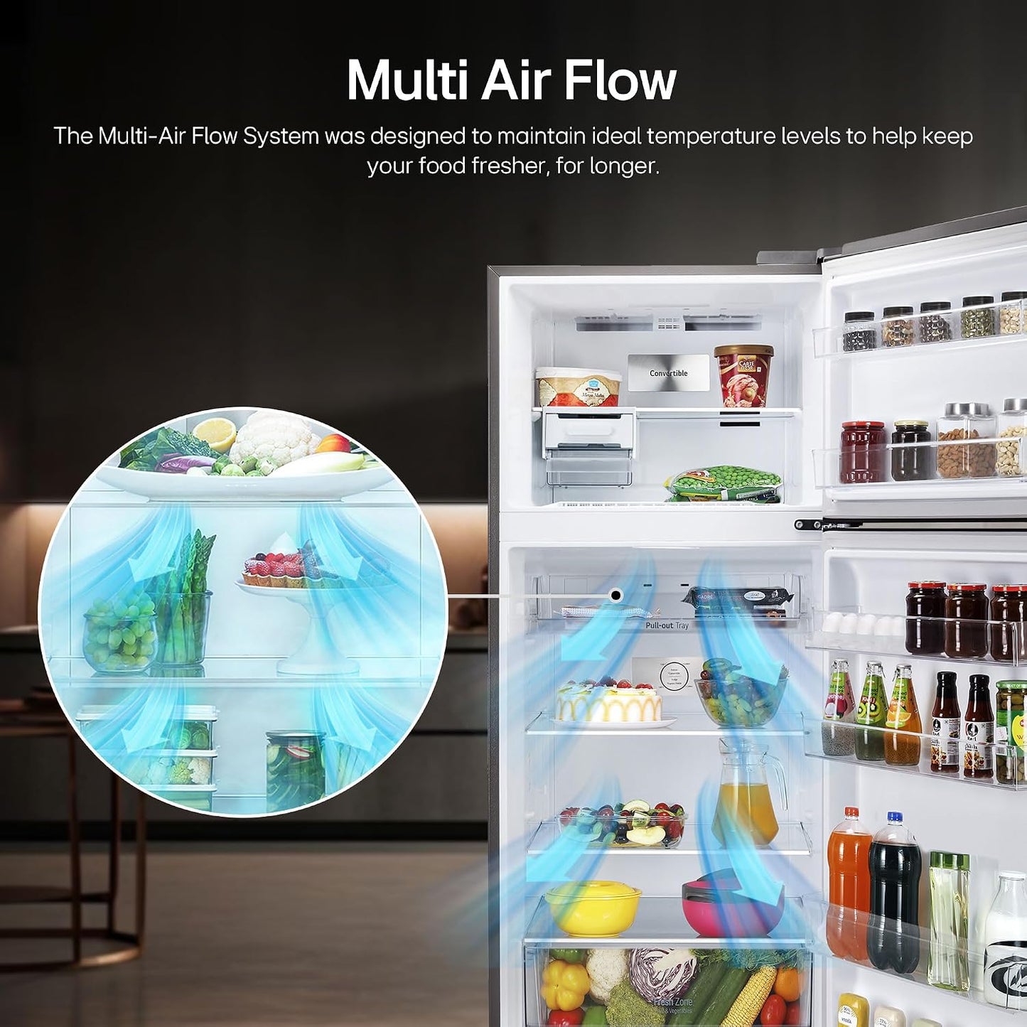 LG 398 L Frost Free Double Door 3 Star Convertible Refrigerator with Smart Inverter Compressor (Shiny Steel, GL-S422SPZX)
