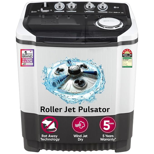 LG 8Kg Semi Automatic Washing Machine, Roller Jet Pulsator + Soak, Full Dark Blue, 5 Star MODEL  P8015SBAZ