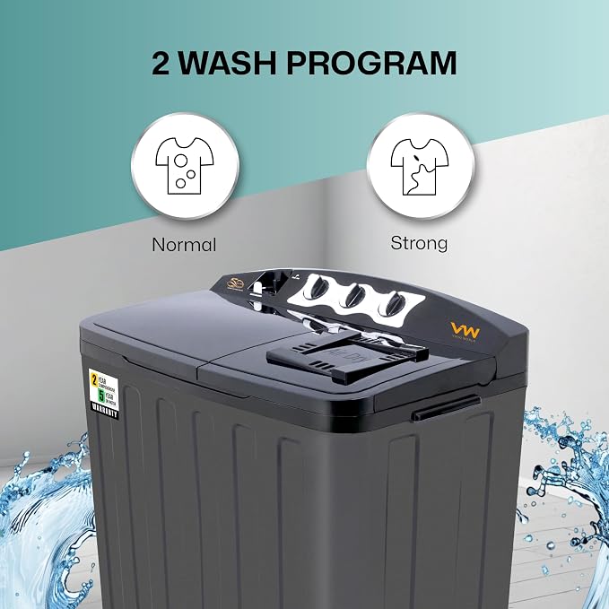 VW 7.5 kg 5 Star Aqua Spin Semi Automatic Top Load Washing Machine AquaSpin0075P (Black)