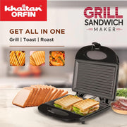 Electric Sandwich Maker | Non Stick Coating Plates | Power Indicators 2 Slice Sandwich Maker. (Grill KO 525)