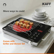 Kaff 2200W Electric Infrared Cooktop Stove | High Gloss Glass Finish | Digital Display | 4 Preset Cooking Modes | Touch Control | SS Finish | Infrared Induction/Hot PLate