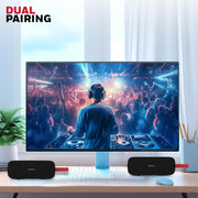 Honeywell Trueno U300 Bluetooth 5.3 Wireless Portable Speaker, 20W Output, Dual 78mm Drivers, Deep Bass, 13H Playtime, IPX6, TWS Pairing, SD/USB Type-C/AUX Support, Built-in Mic, 2-Year Warranty-Black