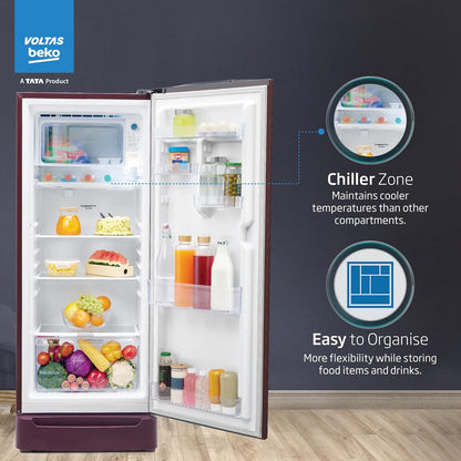 Voltas Beko 183 L Direct Cool Single Door 4 Star Refrigerator with Base Drawer (Dark Grey, RDC215B/W0DGR0M0B00GO)