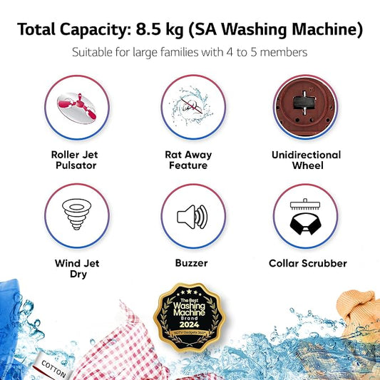 LG 8.5 kg Semi Automatic Top Load Grey (P8525SGAZ)