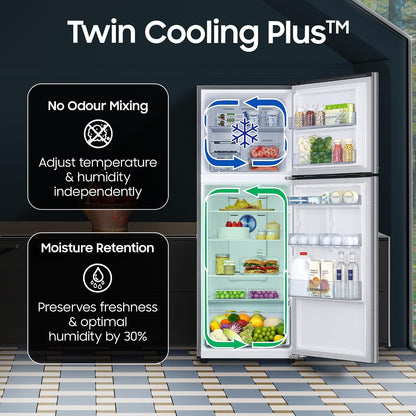 Samsung 301 L Frost Free Double Door 2 Star Refrigerator with Convertible 5-in-1, Digital Inverter, Digital Display, 2026 Model (REFINED INOX, RT31H4522S9/HL)