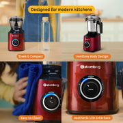 Atomberg Zenova Mixer Grinder For Kitchen | Intelligent BLDC Motor | Grinds Like 1000 Watt | Unique Coarse Mode for Silbatta Texture | 4 Jars With Chopper | Hands-Free | Safety Features | Red Wine