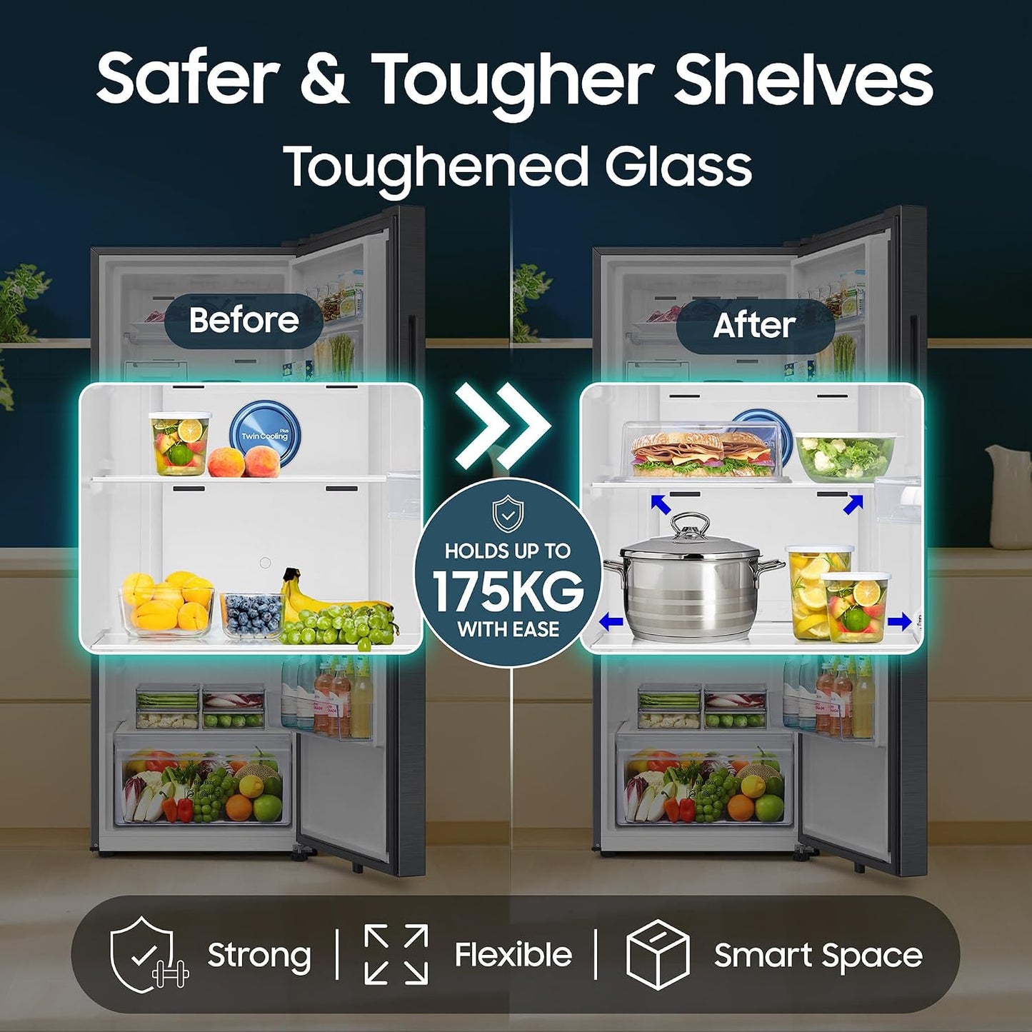 Samsung 350 L, 3 Star, Convertible 5-in-1, Digital Inverter, Frost Free Double Door, WiFi Bespoke AI Refrigerator (RT38HG5A23S8HL, Silver, Elegant Inox, 2026 Model)